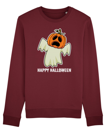 Halloween Pumpkin With Boo Head Burgundy