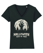 Halloween Trick or Treat Graveyard Hand Tricou mânecă scurtă guler V Damă Evoker