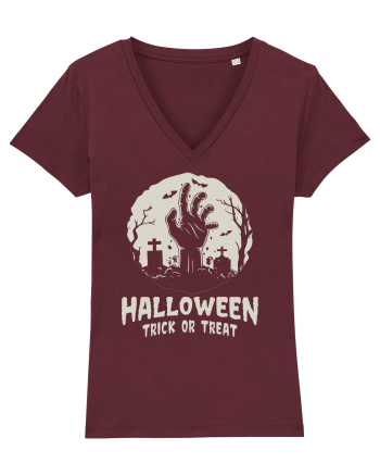 Halloween Trick or Treat Graveyard Hand Burgundy