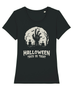 Halloween Trick or Treat Graveyard Hand Tricou mânecă scurtă guler larg fitted Damă Expresser
