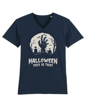 Halloween Trick or Treat Graveyard Hand French Navy