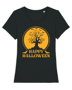 Happy Halloween Tree Tricou mânecă scurtă guler larg fitted Damă Expresser