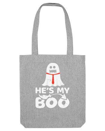 He is My Boo Cute Halloween Funny Ghost Heather Grey
