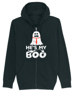 He is My Boo Cute Halloween Funny Ghost Hanorac cu fermoar Unisex Connector