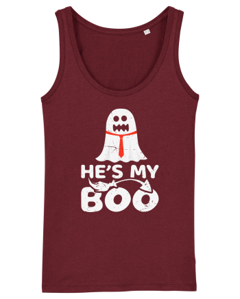 He is My Boo Cute Halloween Funny Ghost Burgundy