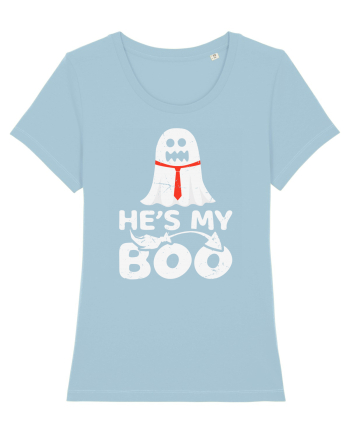 He is My Boo Cute Halloween Funny Ghost Sky Blue