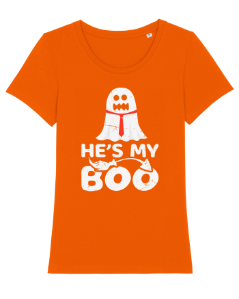 He is My Boo Cute Halloween Funny Ghost Bright Orange