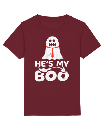 He is My Boo Cute Halloween Funny Ghost Burgundy