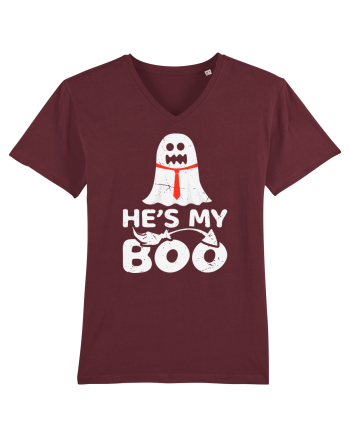 He is My Boo Cute Halloween Funny Ghost Burgundy