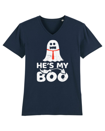 He is My Boo Cute Halloween Funny Ghost French Navy