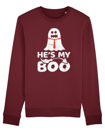 He is My Boo Cute Halloween Funny Ghost Burgundy