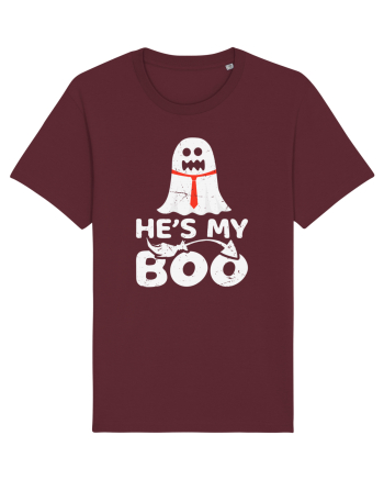 He is My Boo Cute Halloween Funny Ghost Burgundy