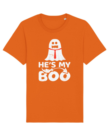 He is My Boo Cute Halloween Funny Ghost Bright Orange