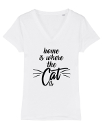 Home is where the cat is Tricou mânecă scurtă guler V Damă Evoker