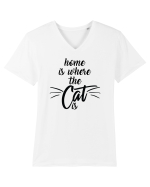 Home is where the cat is Tricou mânecă scurtă guler V Bărbat Presenter