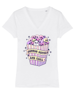 Horror Movies And Chill Tricou mânecă scurtă guler V Damă Evoker