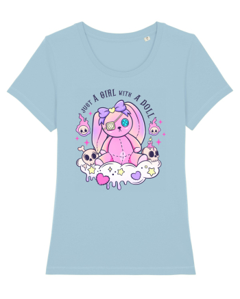 Just A Girl With A Doll Sky Blue