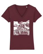Călător în România - Cheile Valișoarei Tricou mânecă scurtă guler V Damă Evoker