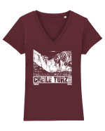 Călător în România - Cheile Turzii Tricou mânecă scurtă guler V Damă Evoker