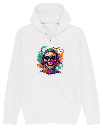 Vibrant Halloween Skull: Spooky and Colorful Delight! White