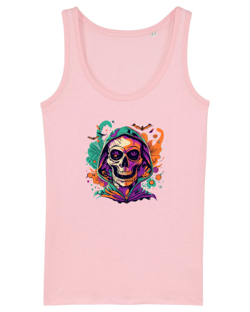 Vibrant Halloween Skull: Spooky and Colorful Delight! Cotton Pink