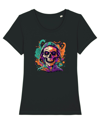 Vibrant Halloween Skull: Spooky and Colorful Delight! Black