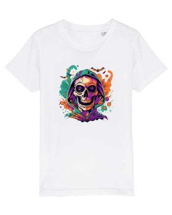 Vibrant Halloween Skull: Spooky and Colorful Delight! White