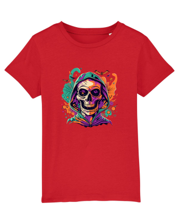 Vibrant Halloween Skull: Spooky and Colorful Delight! Red
