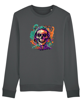 Vibrant Halloween Skull: Spooky and Colorful Delight! Anthracite