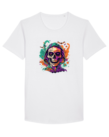 Vibrant Halloween Skull: Spooky and Colorful Delight! White