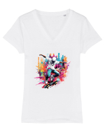 Skater  Guy  Tricou mânecă scurtă guler V Damă Evoker