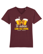 pt iubitorii de bere - Te iubesc cand faci spume Tricou mânecă scurtă guler V Bărbat Presenter