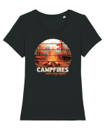 Campfires and cozy nights Tricou mânecă scurtă guler larg fitted Damă Expresser