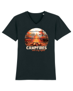 Campfires and cozy nights Tricou mânecă scurtă guler V Bărbat Presenter