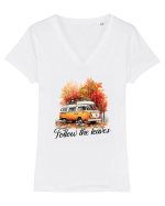 Follow the leaves Tricou mânecă scurtă guler V Damă Evoker