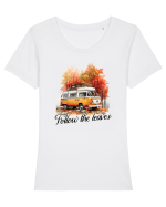 Follow the leaves Tricou mânecă scurtă guler larg fitted Damă Expresser
