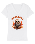 Namaste de toamnă Tricou mânecă scurtă guler V Damă Evoker