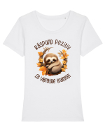Răspund pozitiv la vibrațiile toamnei Tricou mânecă scurtă guler larg fitted Damă Expresser