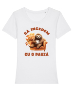 Să incepem cu o pauză Tricou mânecă scurtă guler larg fitted Damă Expresser