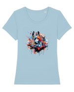 Urban Life Tricou mânecă scurtă guler larg fitted Damă Expresser