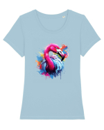 Flamingo splash Tricou mânecă scurtă guler larg fitted Damă Expresser