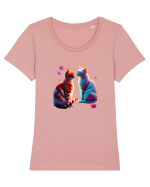 Feline Florale Fusion Tricou mânecă scurtă guler larg fitted Damă Expresser