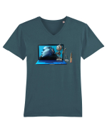 Cyber-Tech Chic Tricou mânecă scurtă guler V Bărbat Presenter