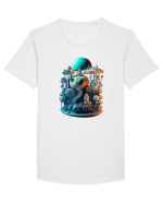 Magie tridimensională urbană Tricou mânecă scurtă guler larg Bărbat Skater