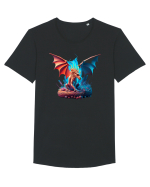 Magie Albastră Aripată Tricou mânecă scurtă guler larg Bărbat Skater