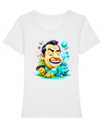 Zâmbetul Jucăuș Tricou mânecă scurtă guler larg fitted Damă Expresser