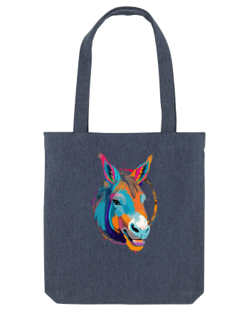 Vibrant Equine Spirit: Colorful Donkey Midnight Blue