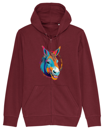 Vibrant Equine Spirit: Colorful Donkey Burgundy