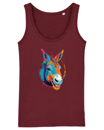 Vibrant Equine Spirit: Colorful Donkey Burgundy
