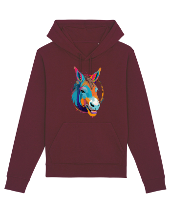 Vibrant Equine Spirit: Colorful Donkey Burgundy